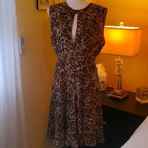 L'AGENCE DRESS, size 10, animal print, ruffle bottom, sleeveless, sexy.